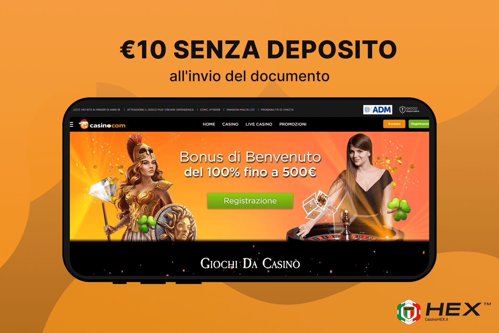 Slot bonus senza deposito 10 euro