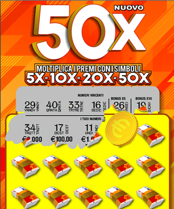 Nuovo 50X Gratta e Vinci