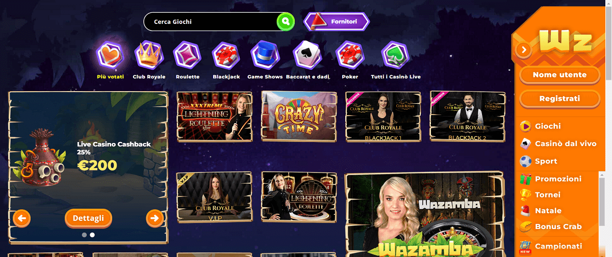 Wazamba casino live