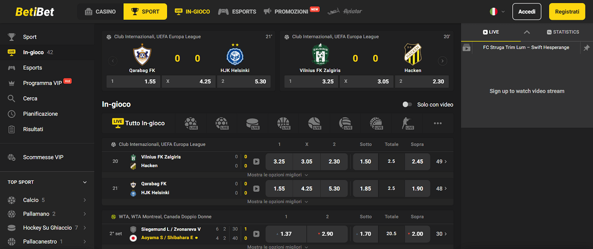 Betibet Scommesse Live