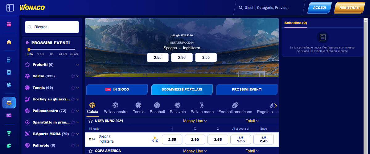 Wonaco Casino Scommesse